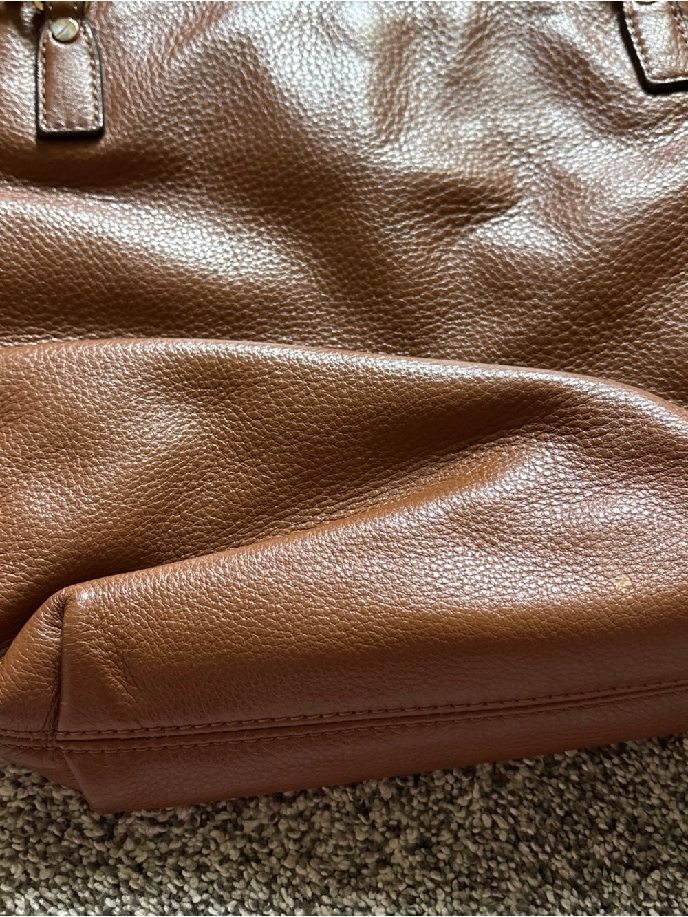 MICHAEL KORS Brown Pebbled Leather Gold Chain Handle Shoulder Bag - Picture 3 of 8